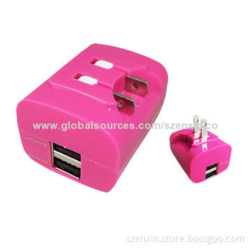 Dual USB 2.1A 10W FAST AC Pink Travel Wall Charger